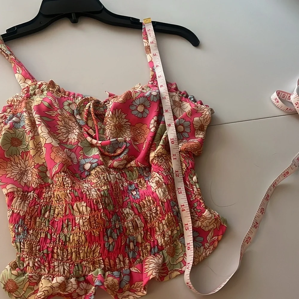 Sienna Sky Pink floral Ruffled Bustier Camisole tank top - Picture 9 of 9